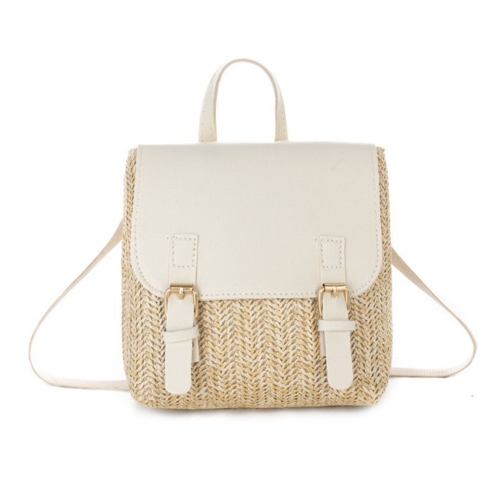 Woven Straw Bag - Sac polyvalent en cuir PU et