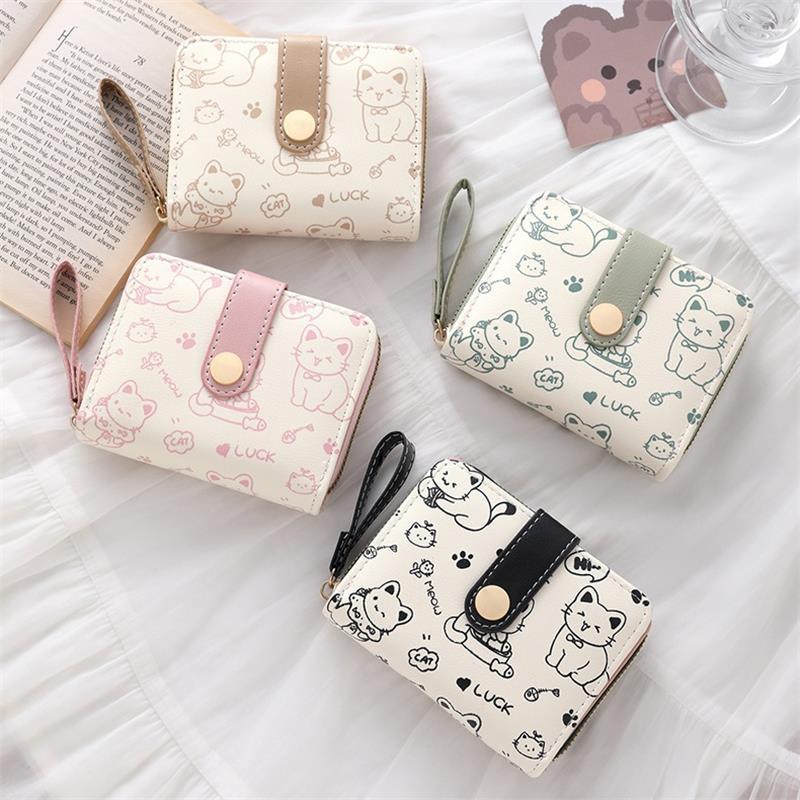 Women Bags Flipkart - Porte-monnaie en cuir PU chat mignon