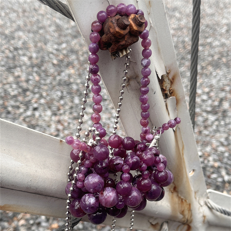 Evening Bag Beaded - Mini pochette perlée violette pour filles,
