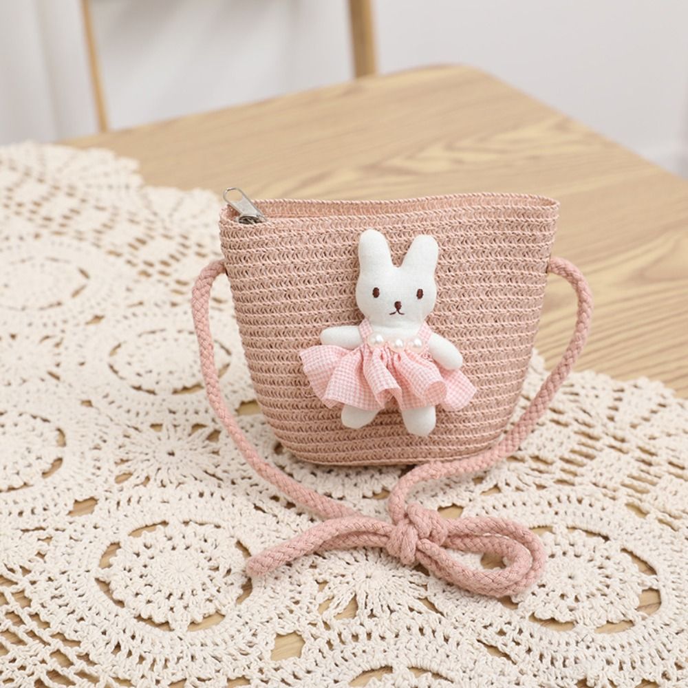 Woven Straw Bag - Sac à bandoulière mini lapin de