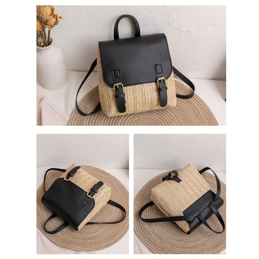 Sac polyvalent en cuir PU et p - Woven Straw Bag avis et prix