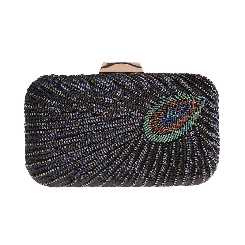 Pochette paon perles paillette - Evening Bag Beaded avis et prix