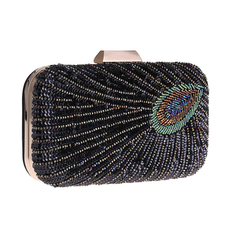 Pochette paon perles paillette - Evening Bag Beaded avis et prix