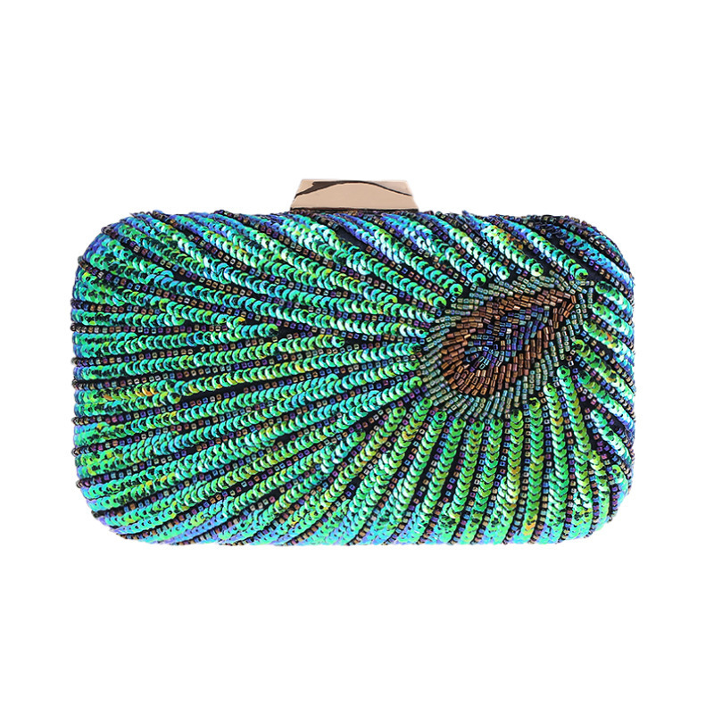 Pochette paon perles paillette - Evening Bag Beaded avis et prix